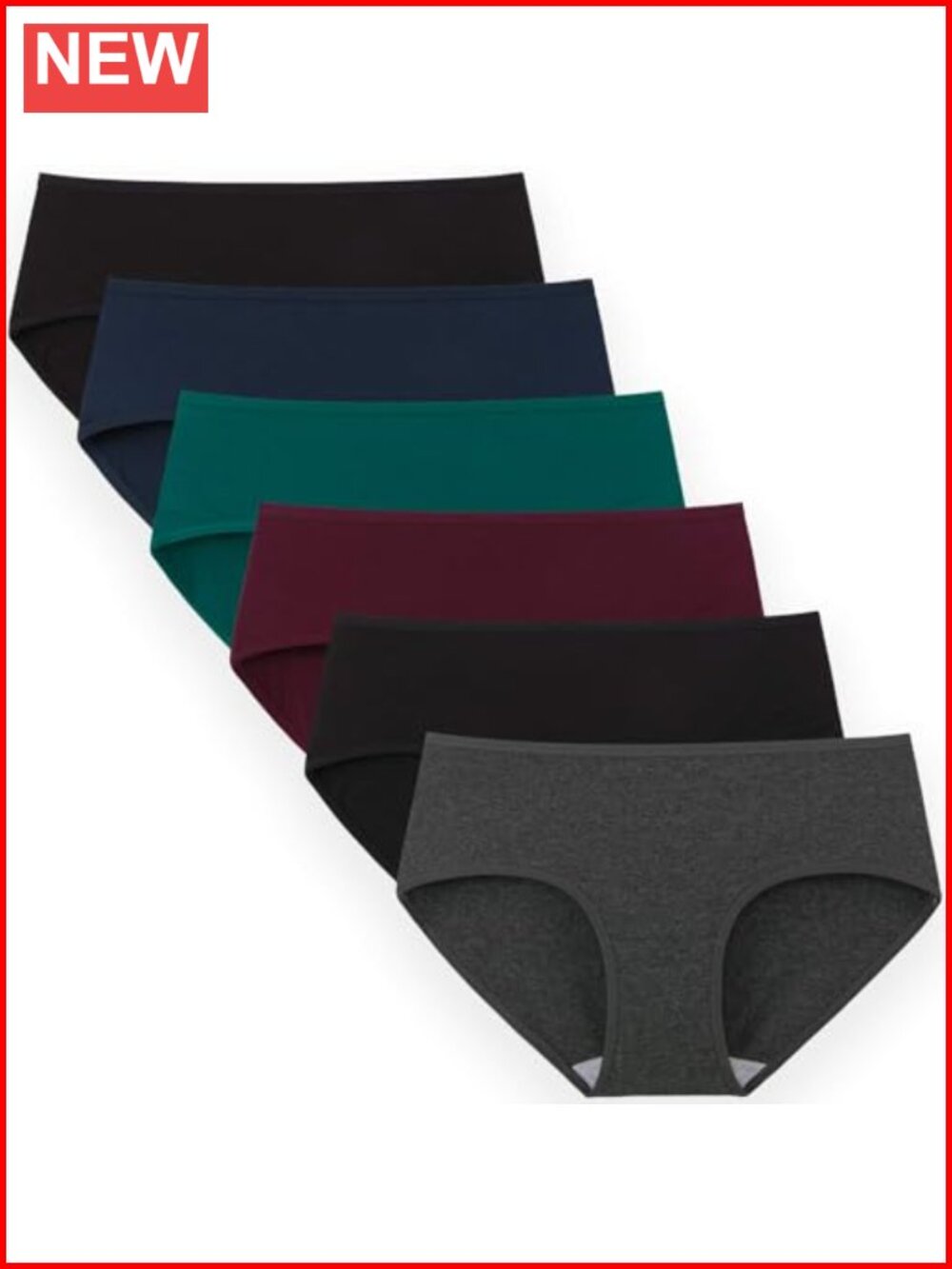 Cotton Hipster Panties 6-Pack No Show Underwear Comfortable Daily
